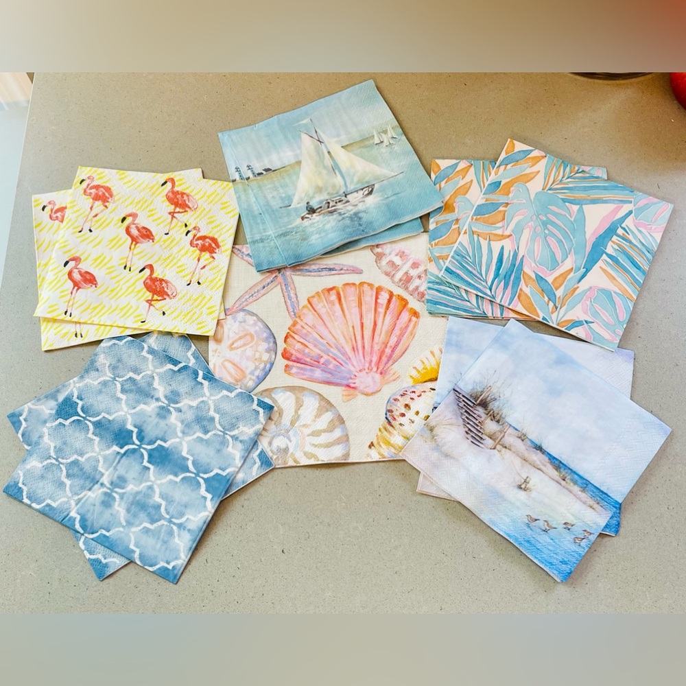 Lot of 11 Decoupage coastal napkins